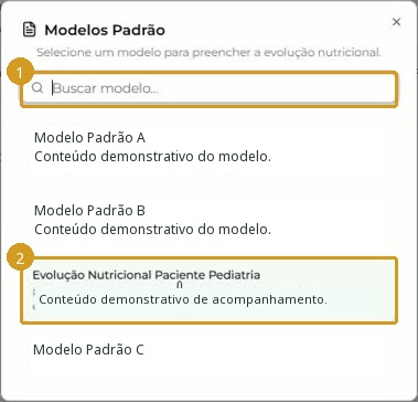 Modelos Padrão; nomes de teste e conteúdo clínico neutralizados.