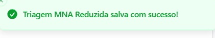 Confirmação do salvamento da MNA Reduzida.