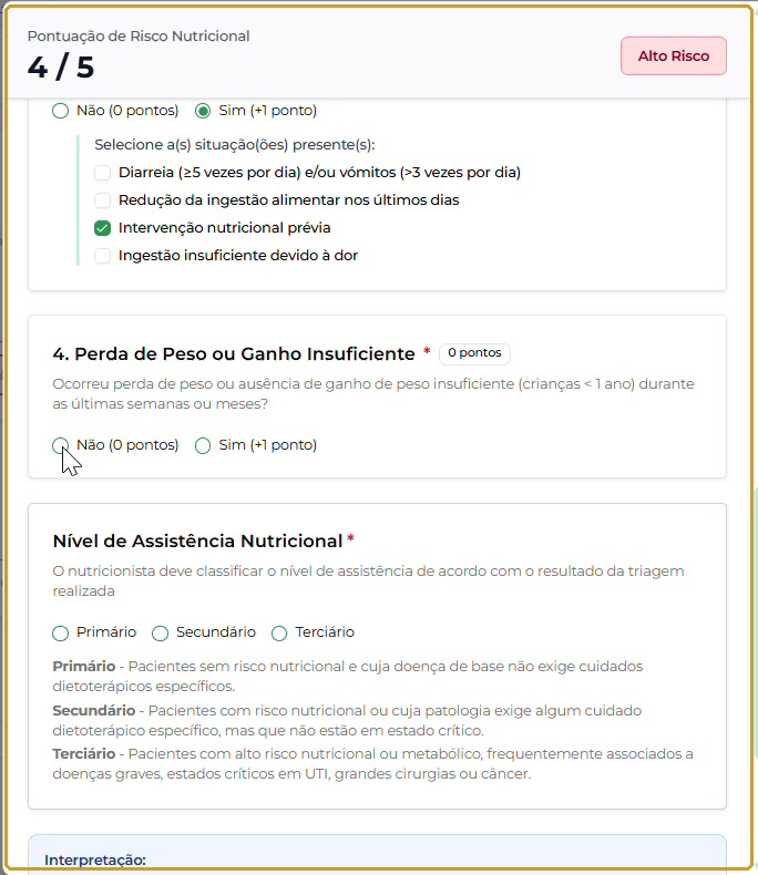 Perda de Peso ou Ganho Insuficiente e alternativas.