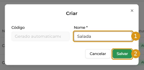 Recorte do formulário Criar com o nome preenchido na demonstração.